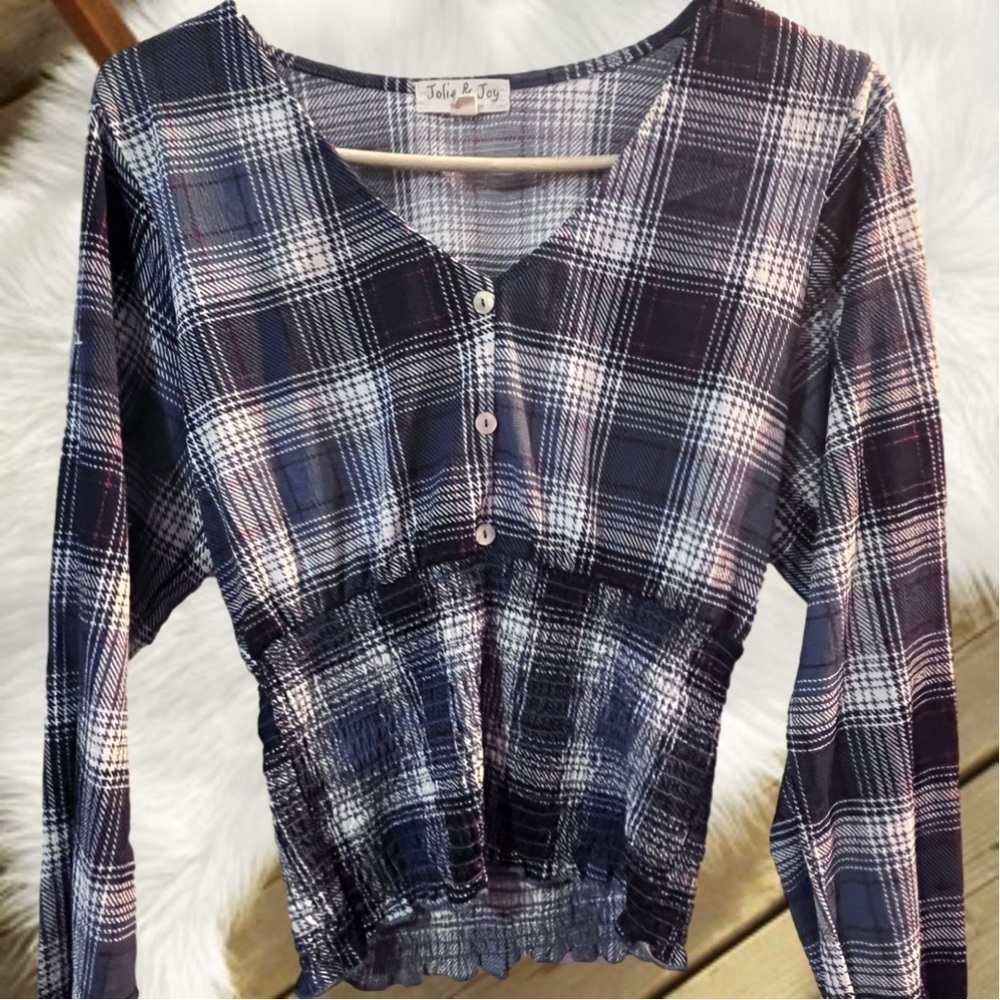 Jolie and Joy Plaid Cropped Top - Size M